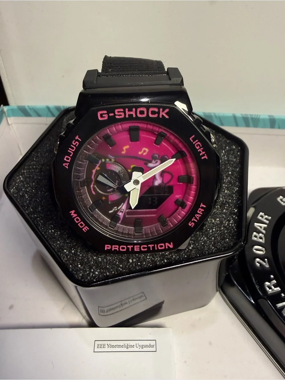 Casio G-SHOCK Men's Dual Display Watch - Pink and Black